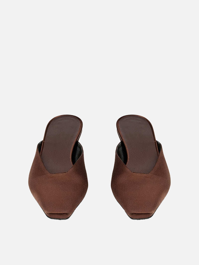 Petros Satin Slippers in Pecan Brown