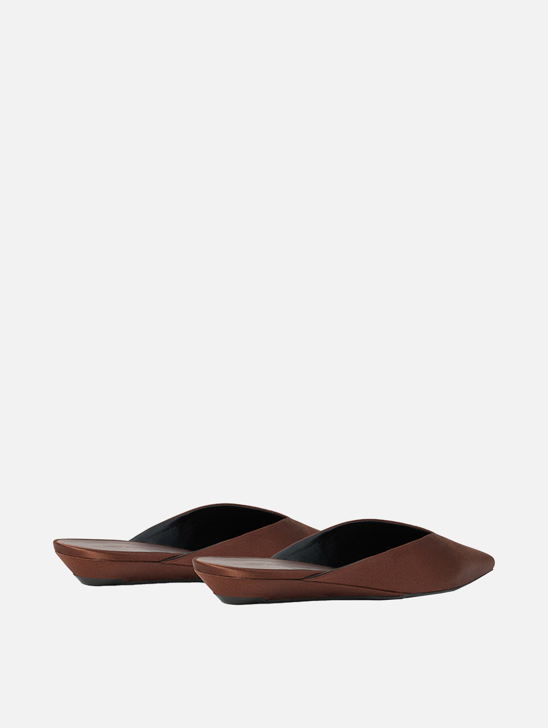 Petros Satin Slippers in Pecan Brown