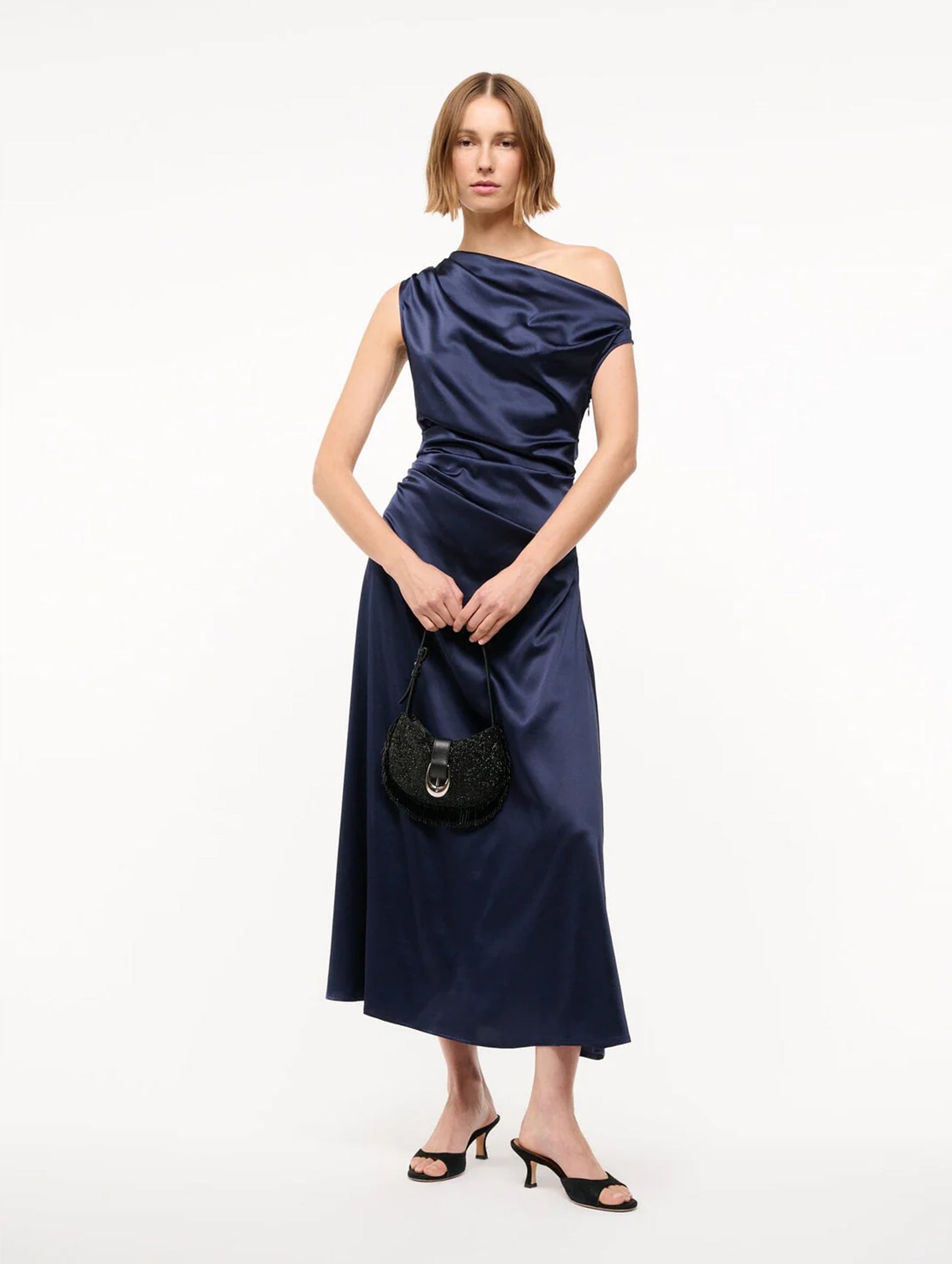 Phare Silk Dress in Navy