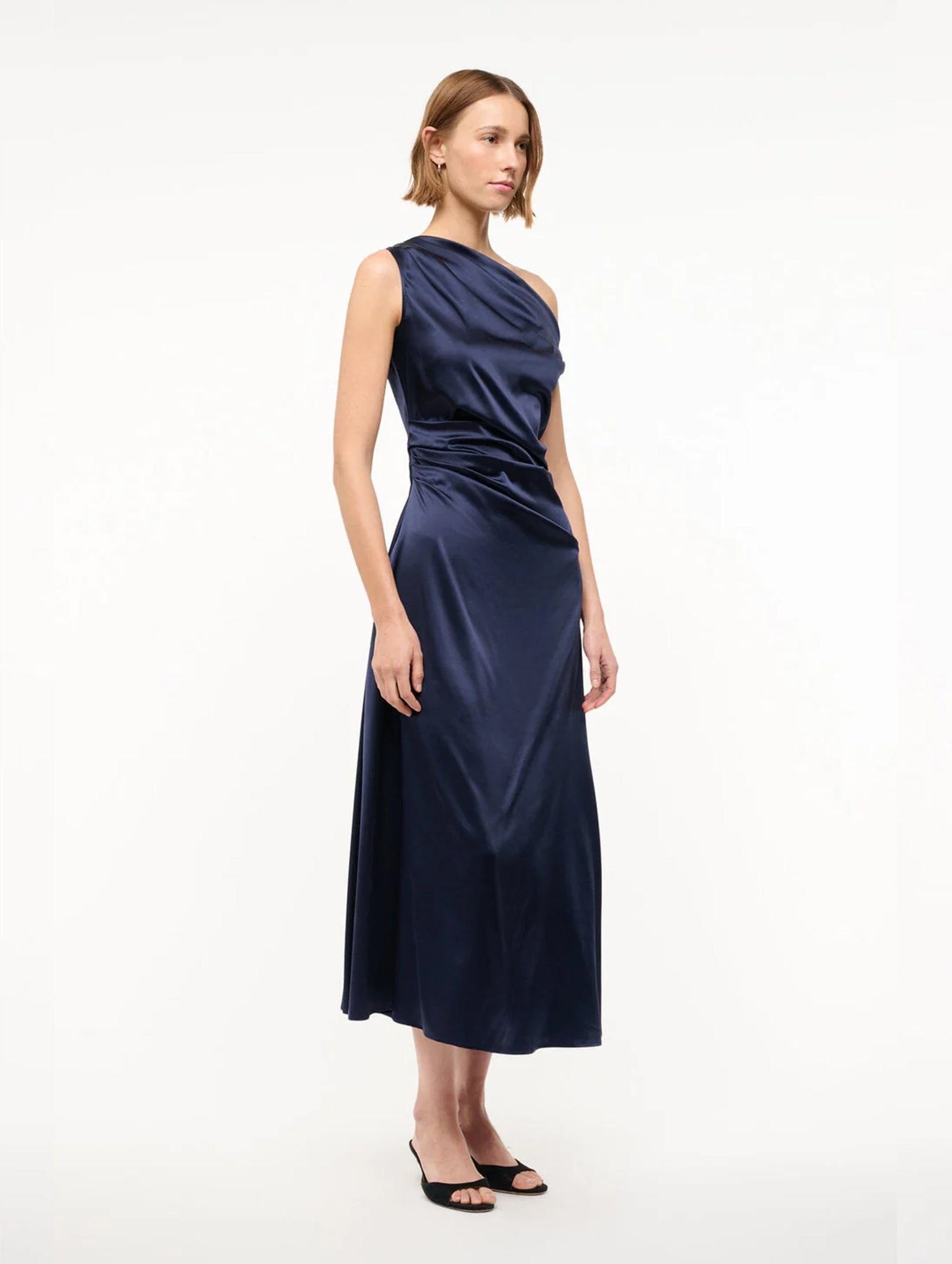 Phare Silk Dress in Navy