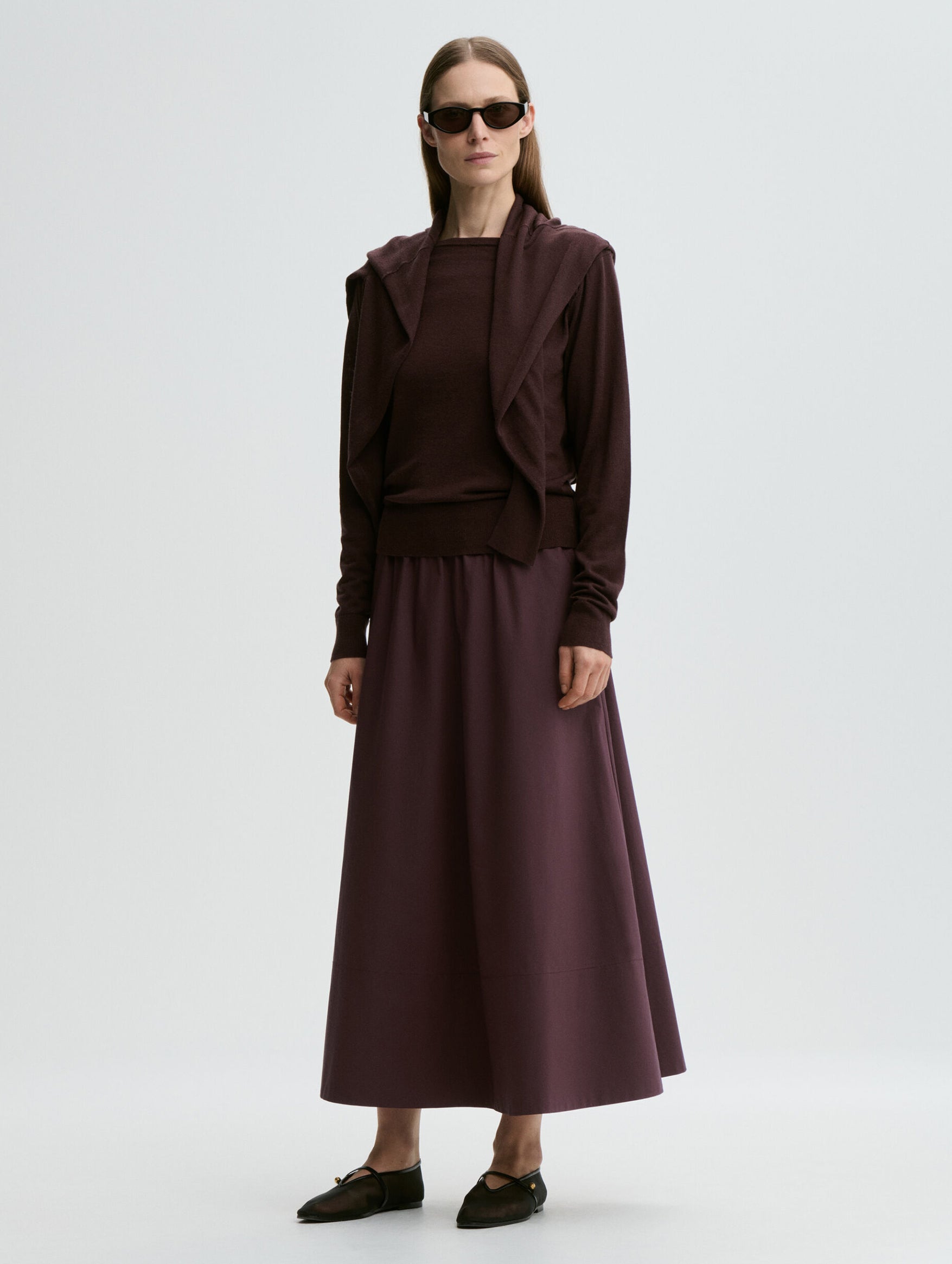 Pheobes Organic Cotton Skirt in Aubergine