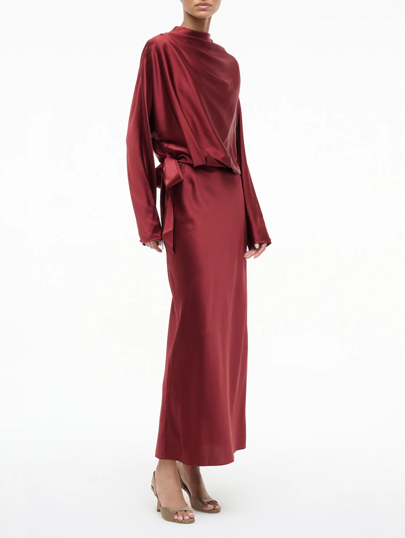 Phoebe Silk Dress in Sangria