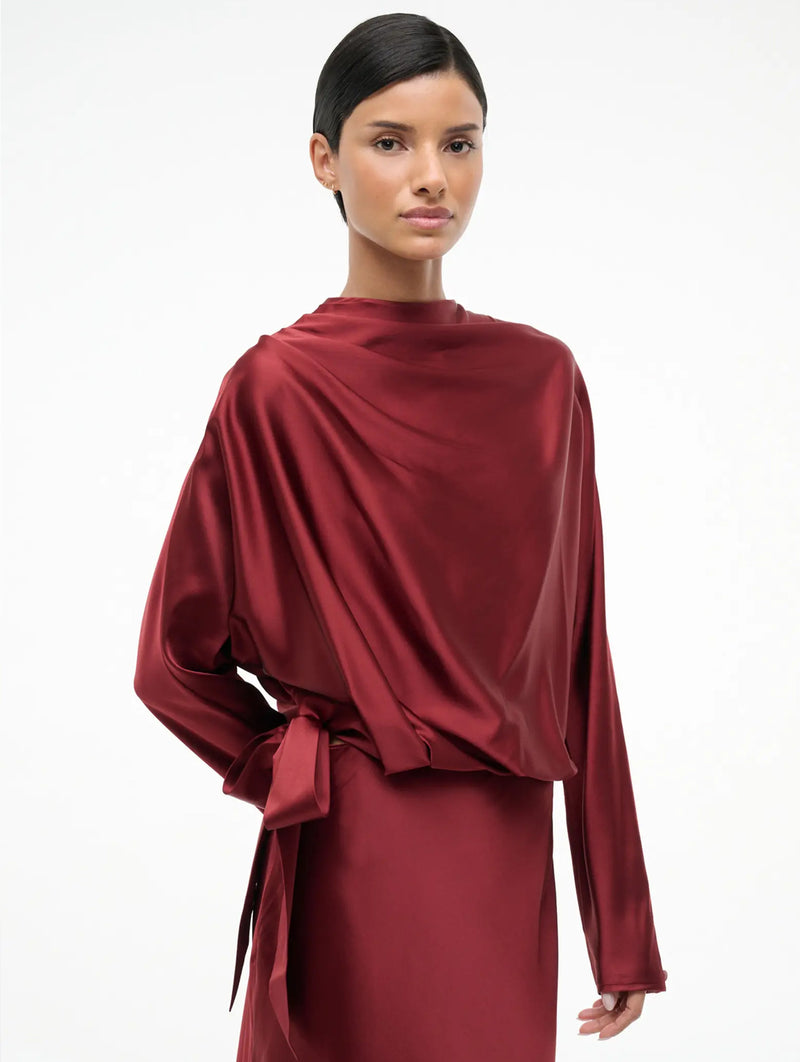 Phoebe Silk Dress in Sangria