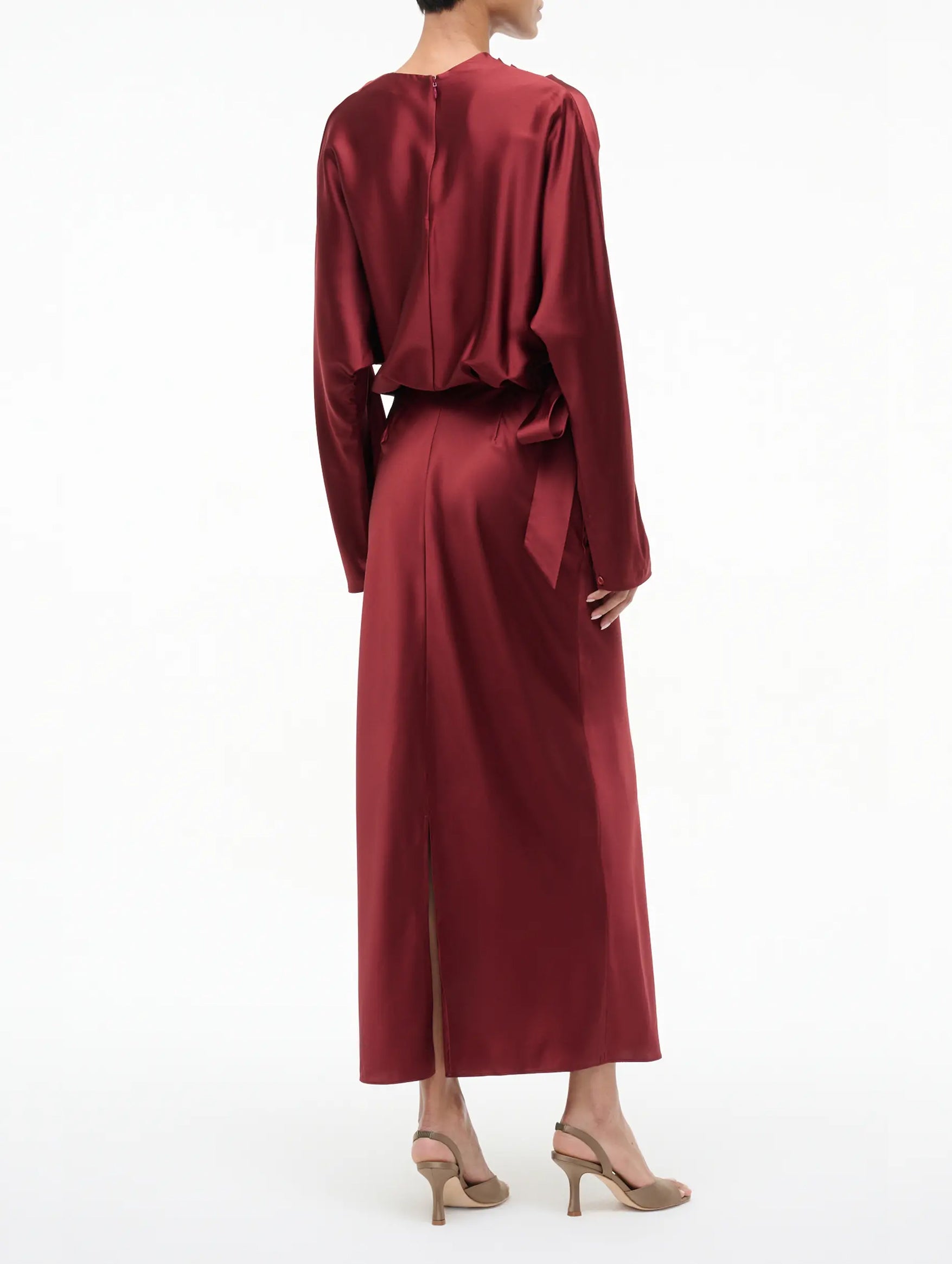 Phoebe Silk Dress in Sangria