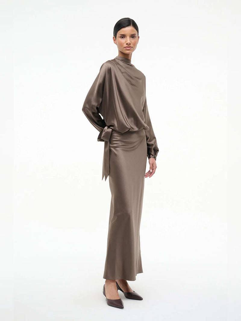 Phoebe Silk Dress in Truffle
