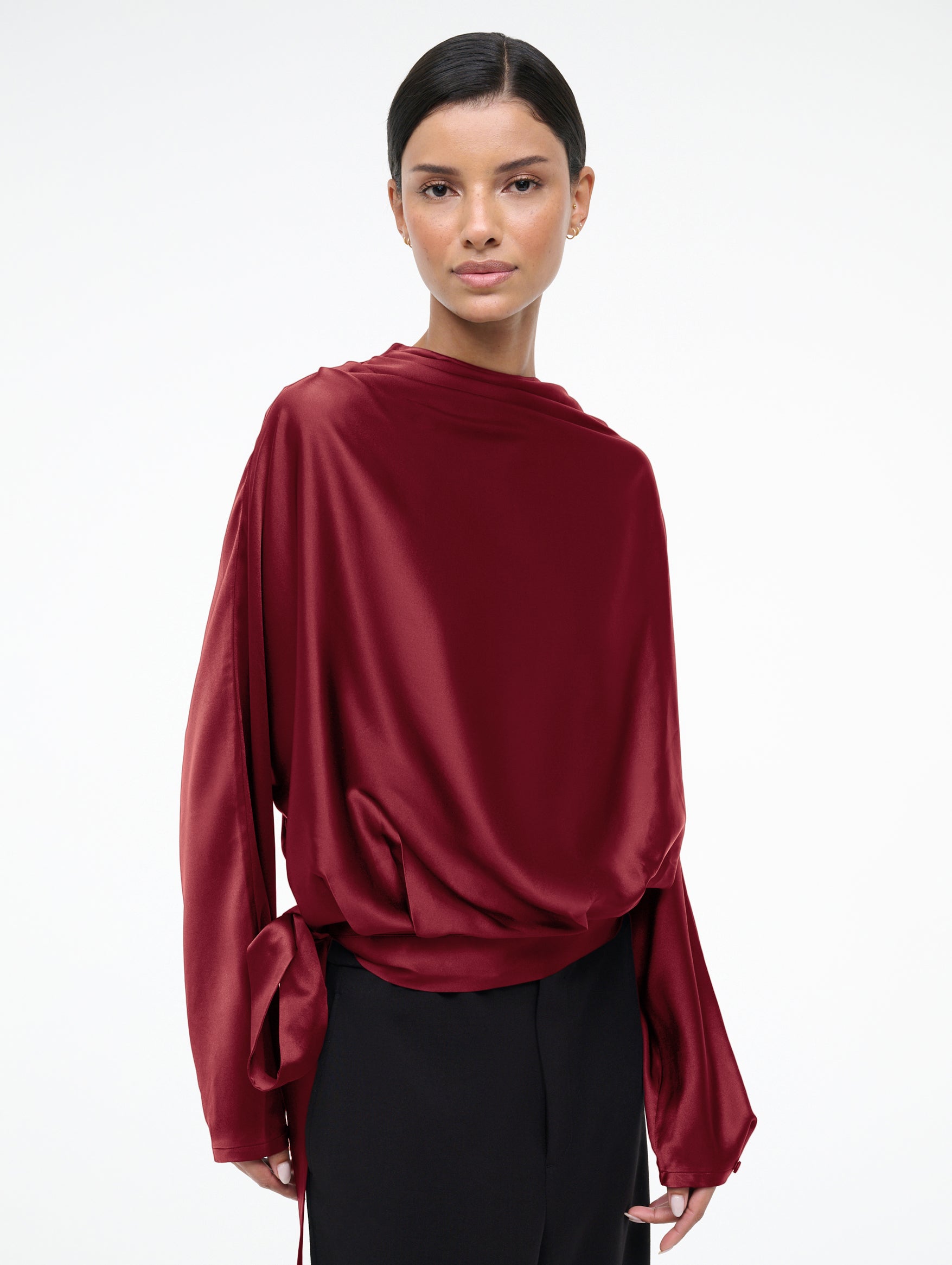 Phoebe Silk Top in Sangria