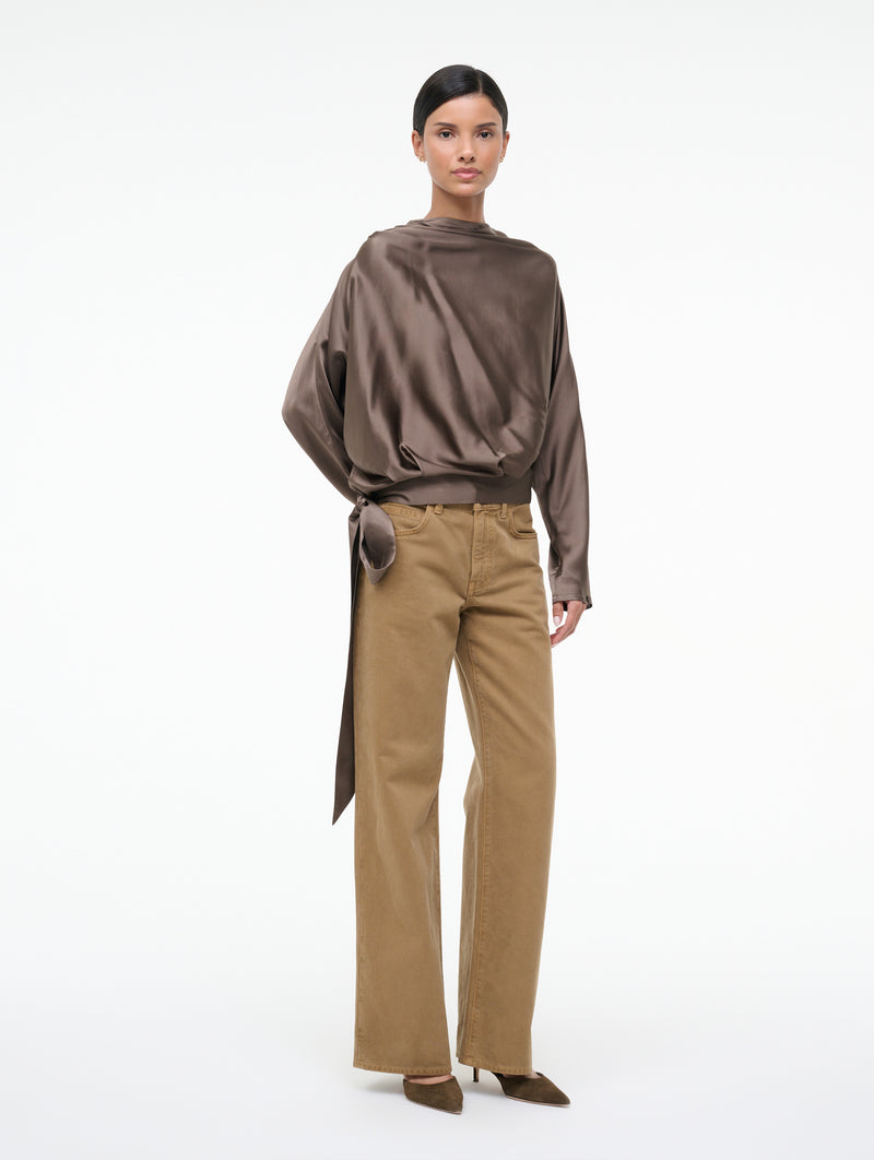 Phoebe Silk Top in Truffle