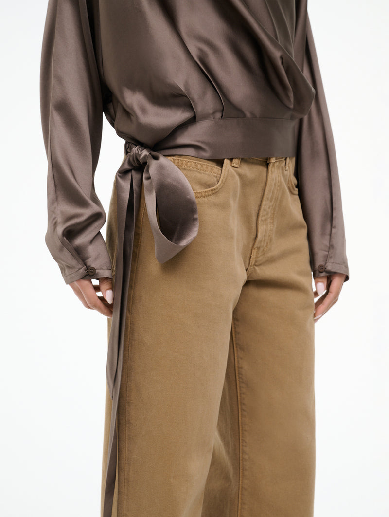 Phoebe Silk Top in Truffle