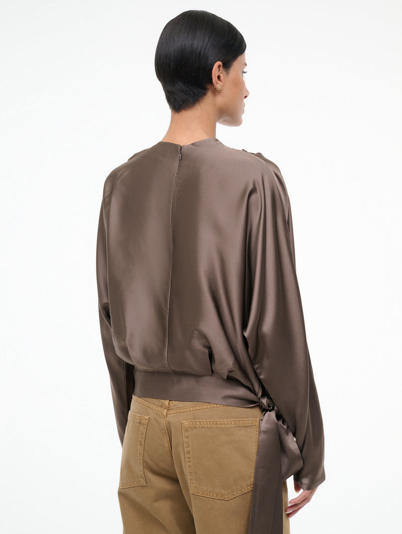 Phoebe Silk Top in Truffle