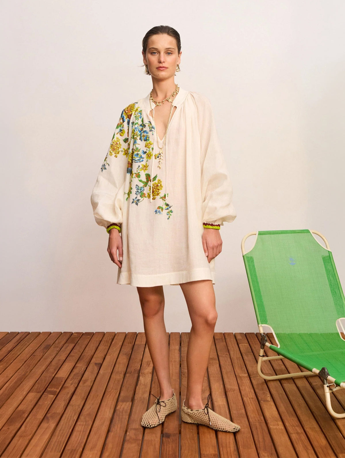 Phyllis Mini Dress in Cream
