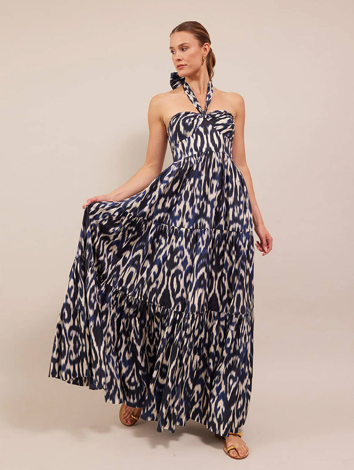 Piana Maxi Dress in Ikat Navy