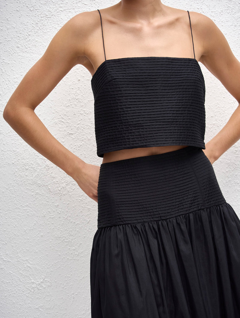 Pintuck Cami in Black