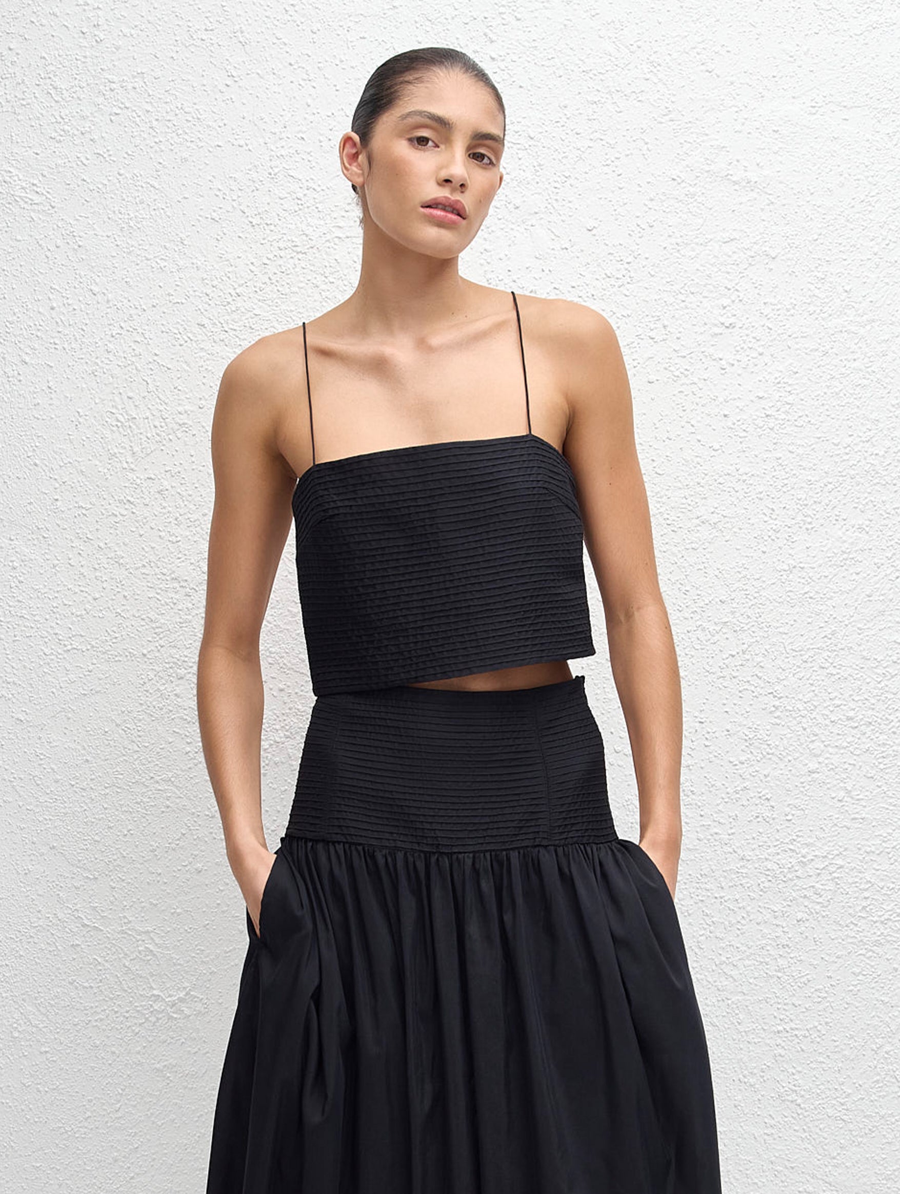 Pintuck Cami in Black