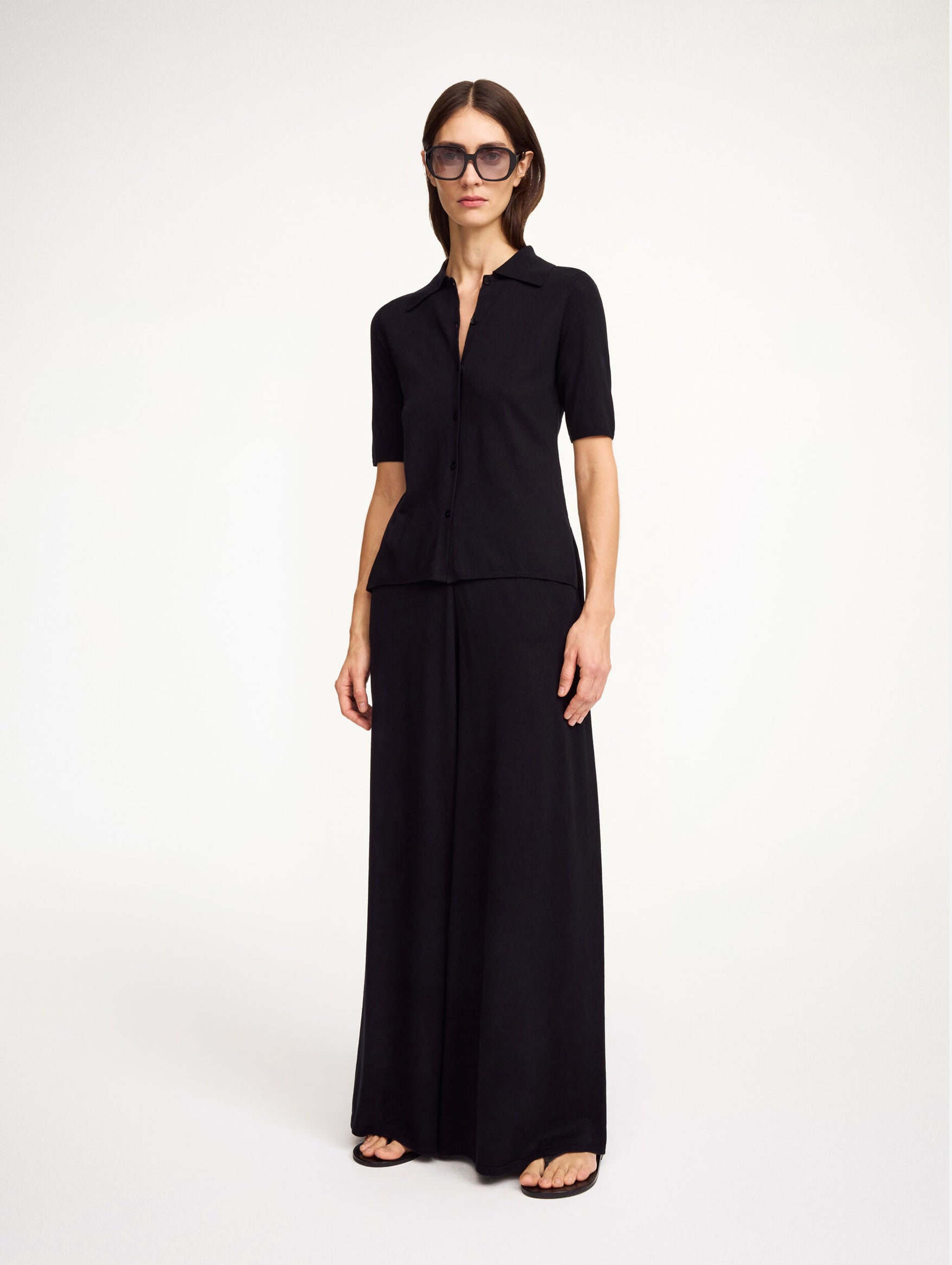 Piscata Wide-leg Trousers in Black