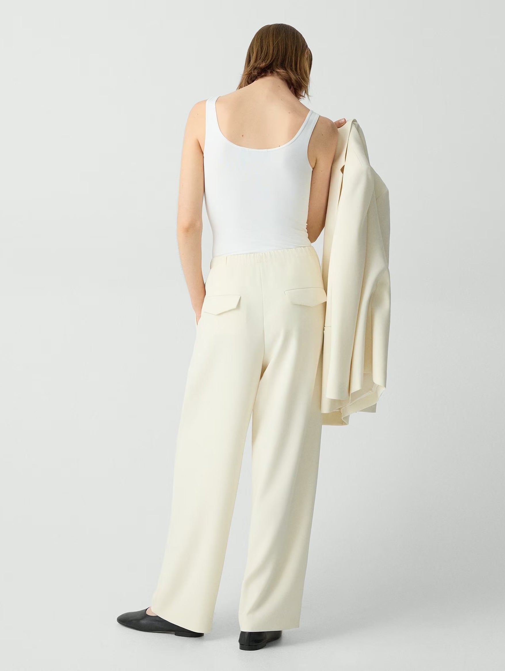 Pleat Casual Pant in Rice