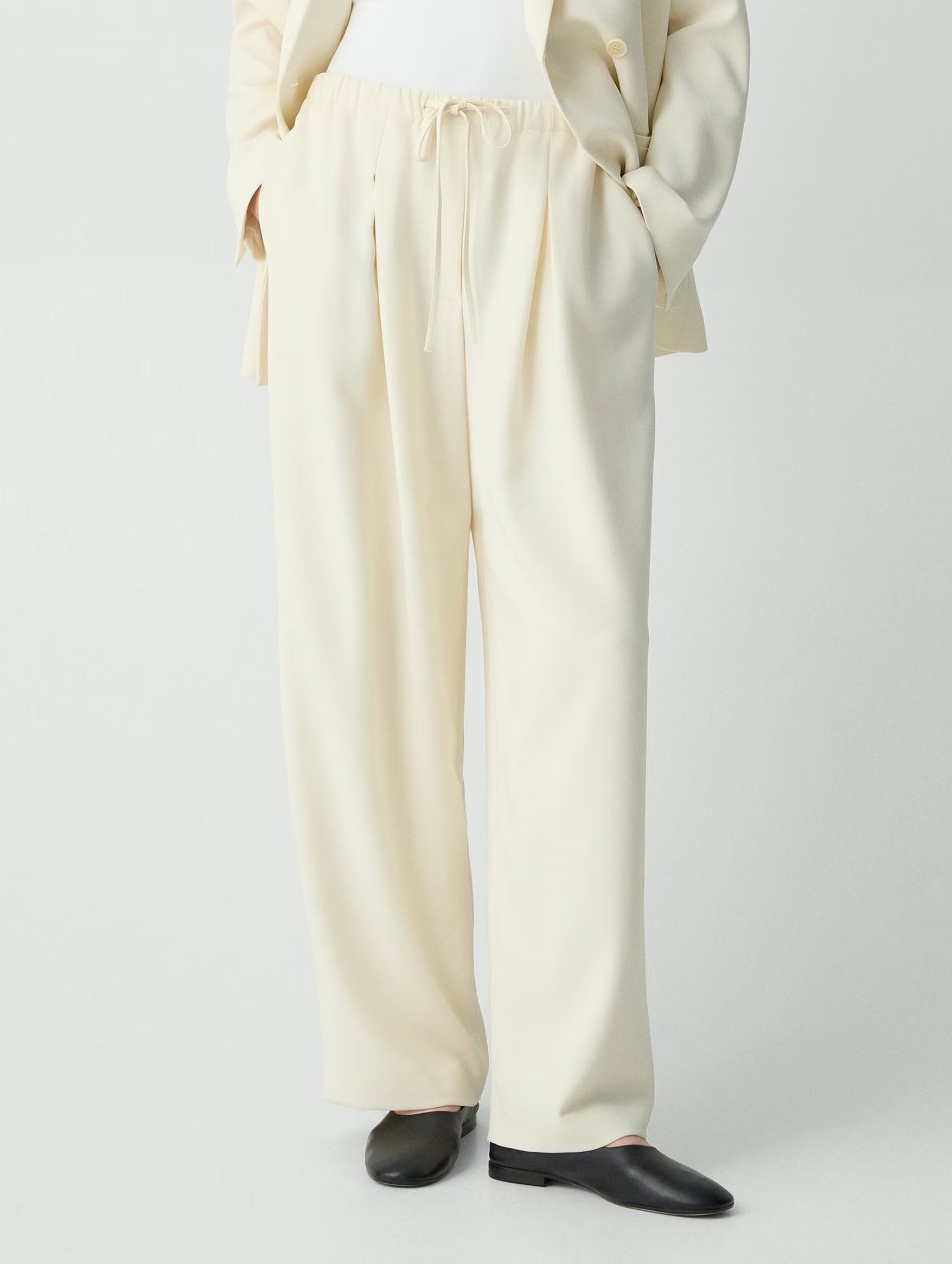 Pleat Casual Pant in Rice