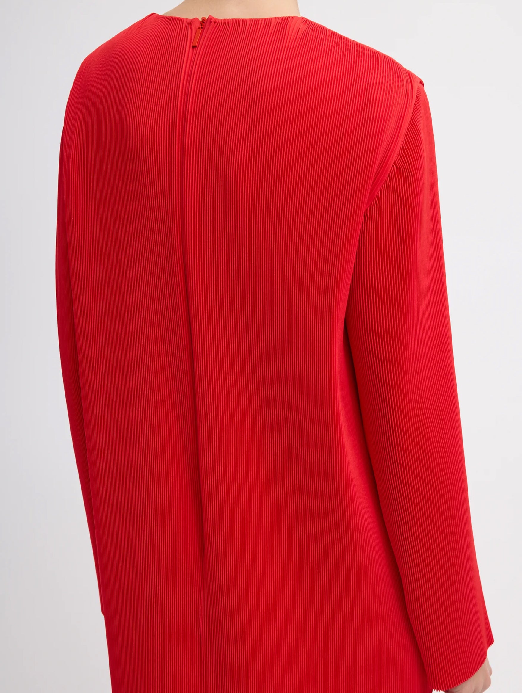 Plisse Midi Dress in Red