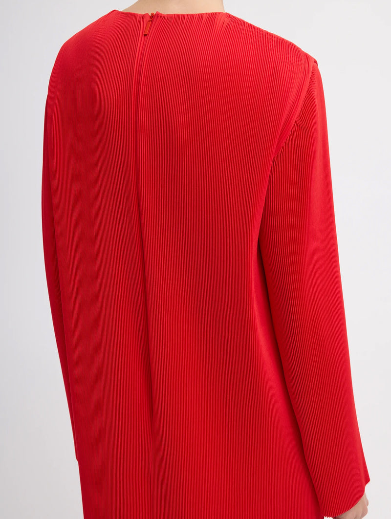 Plisse Midi Dress in Red
