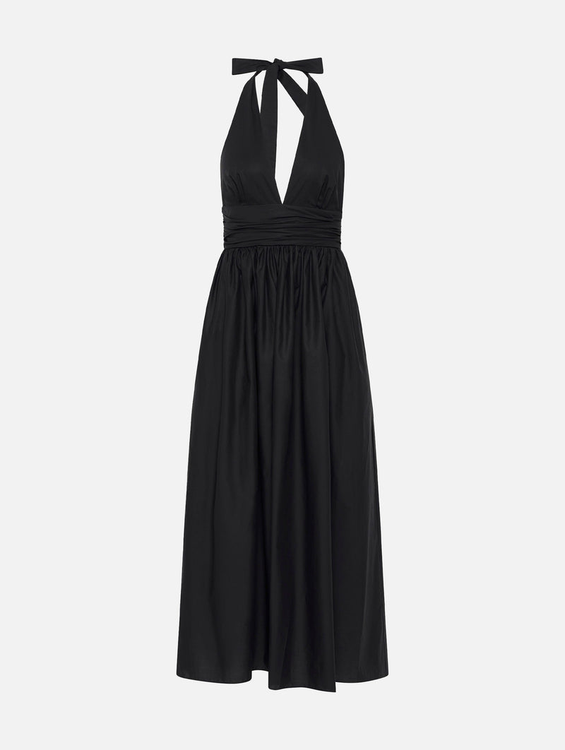 Plunge Halter Dress in Black
