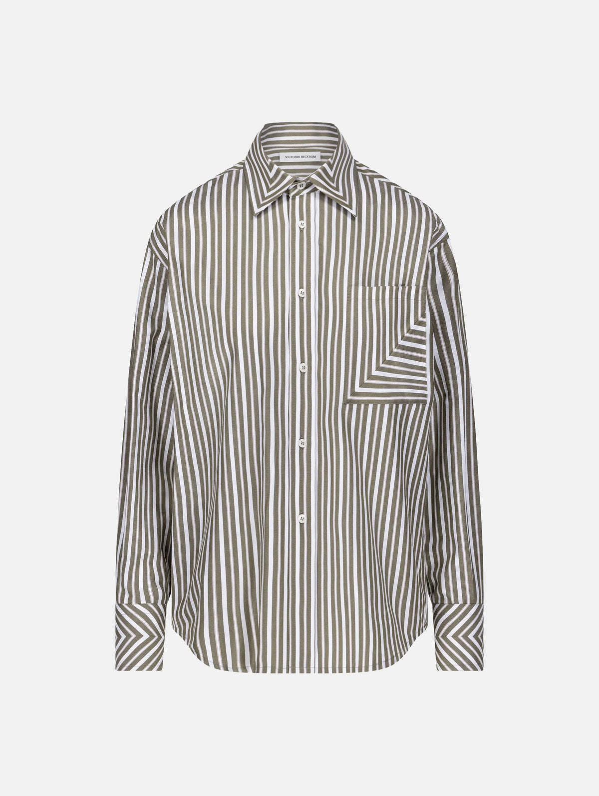 Pocket Detail Shirt in Marsh Green & White