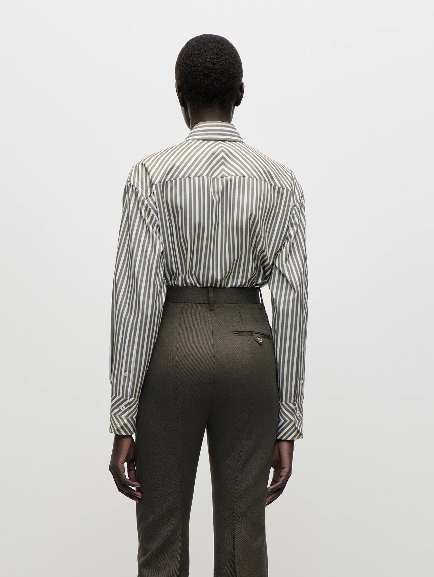 Pocket Detail Shirt in Marsh Green & White
