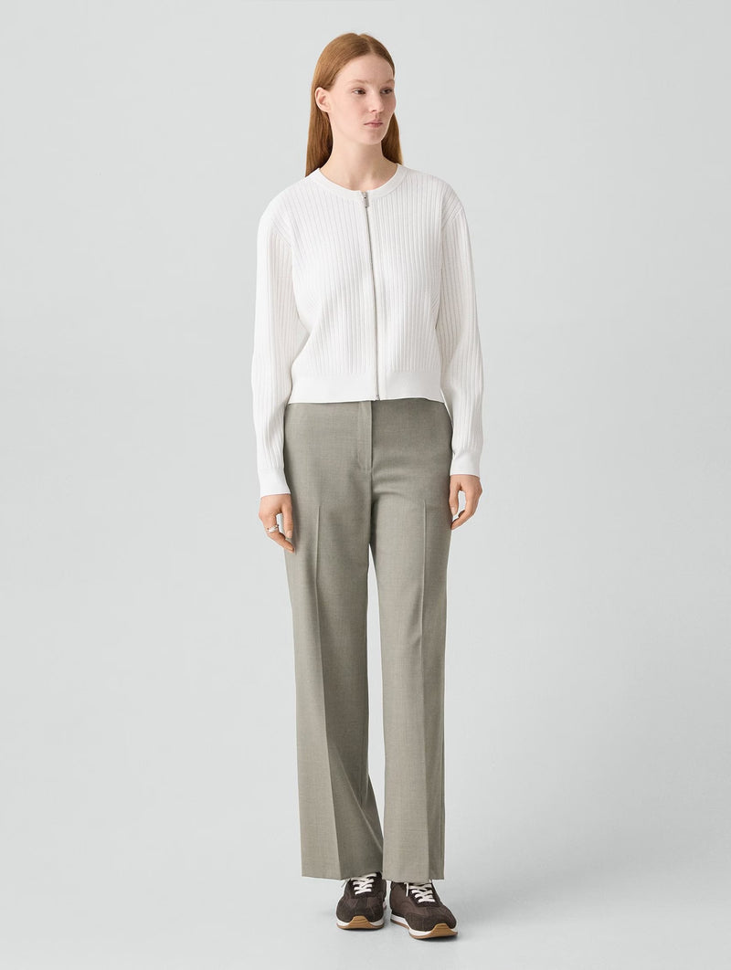 Pointelle Bomber Cardigan in White