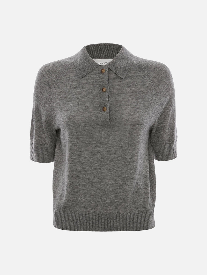 Polo Collar T-Shirt in Grey Marl