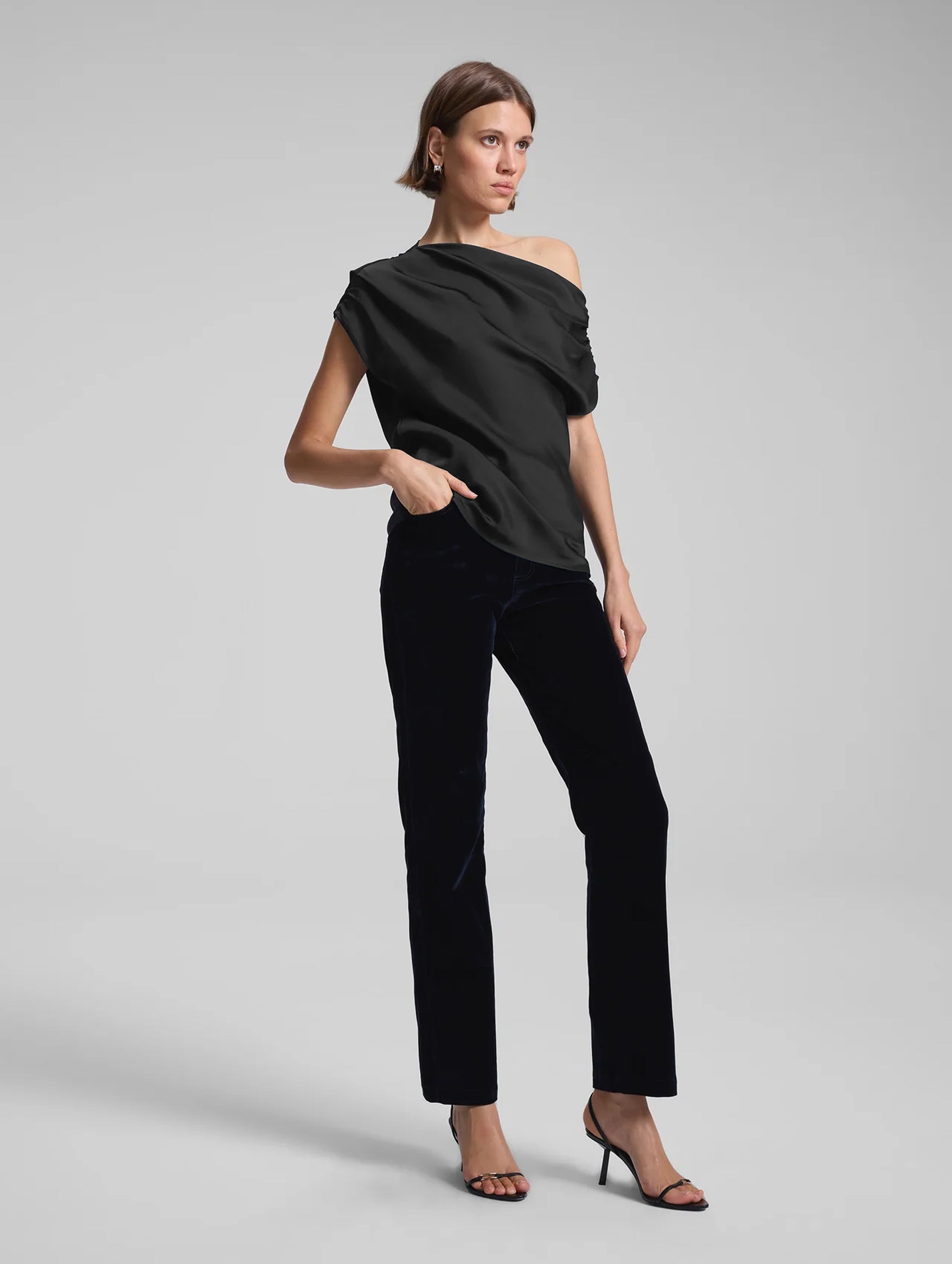 Poppy Satin Top in Black