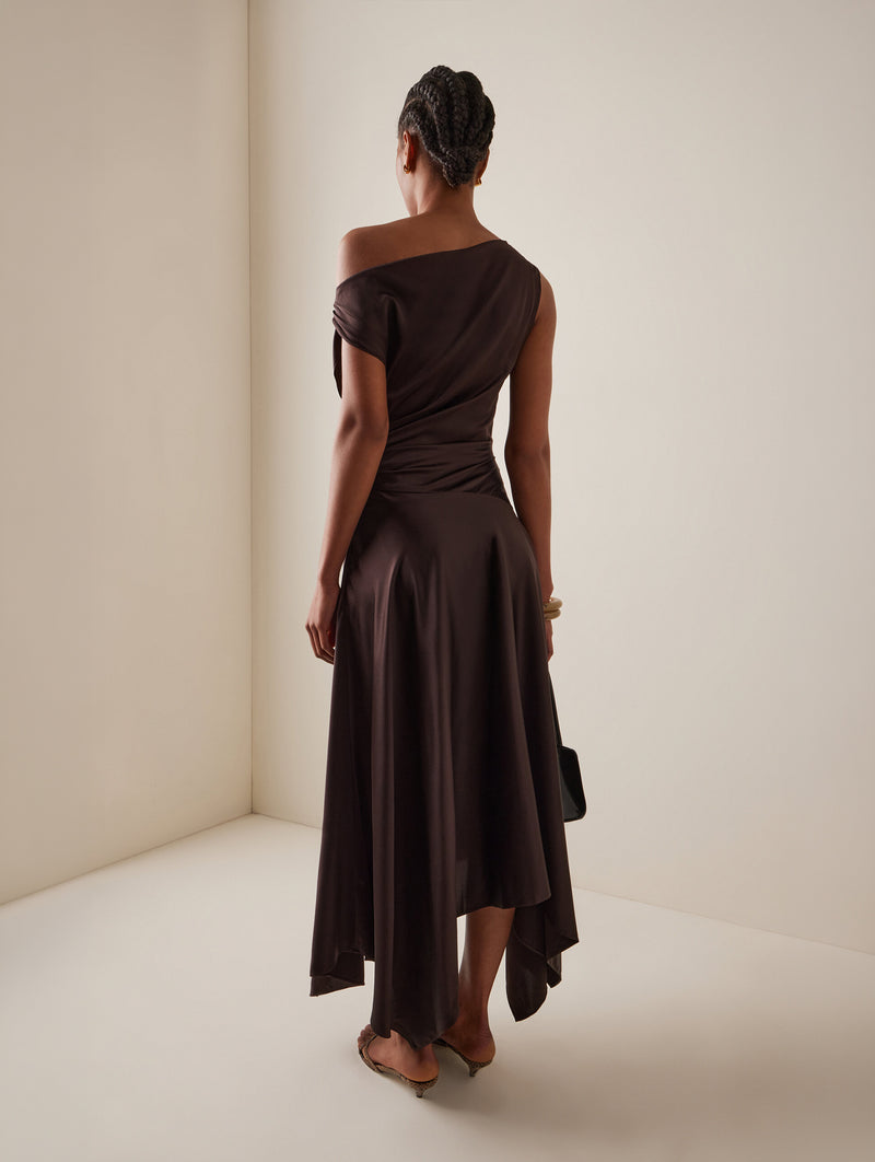 Portia Silk Dress in Earth