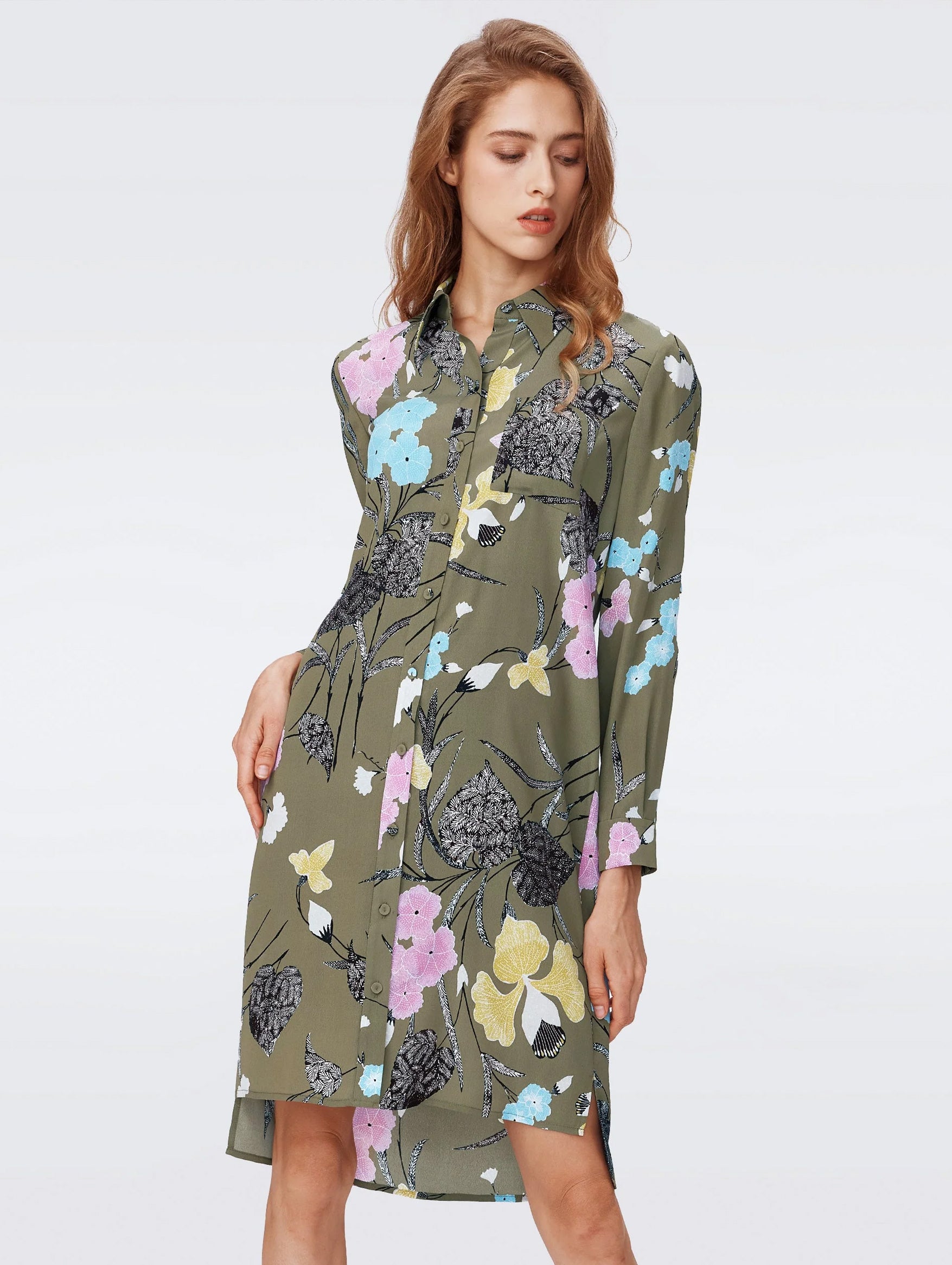 Prita Dress in Olive Floral