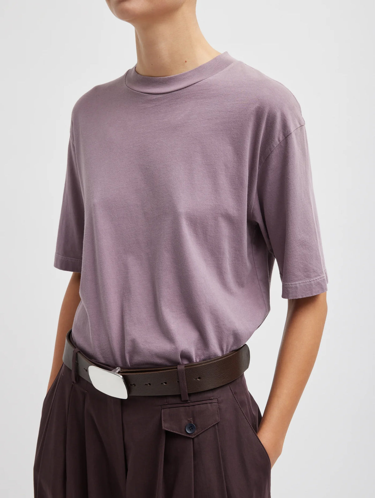 Program Mock Neck T Shirt in Plum