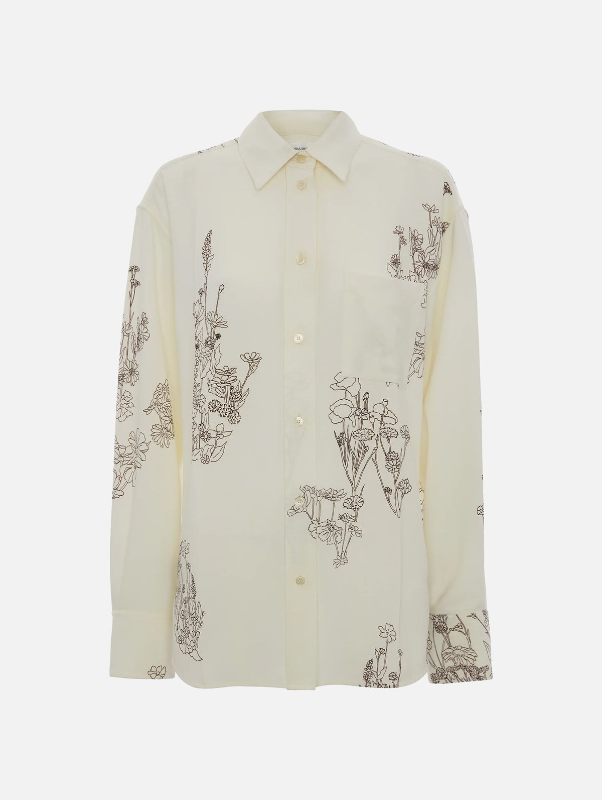 Pyjama Shirt in Off White Floral Print