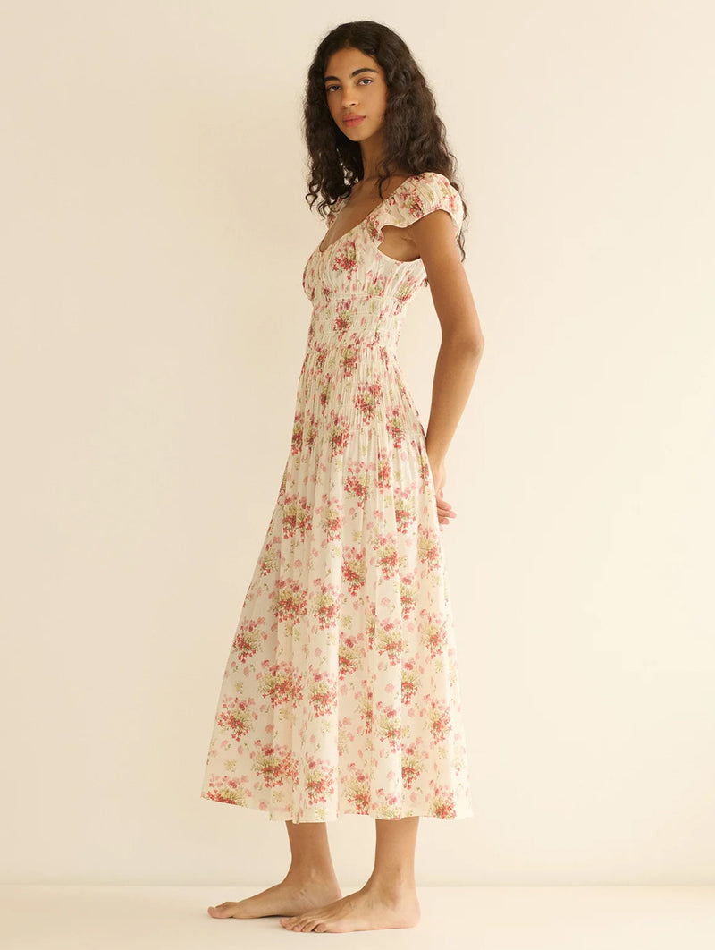 Quinette Dress in Ivory Lantana Floral