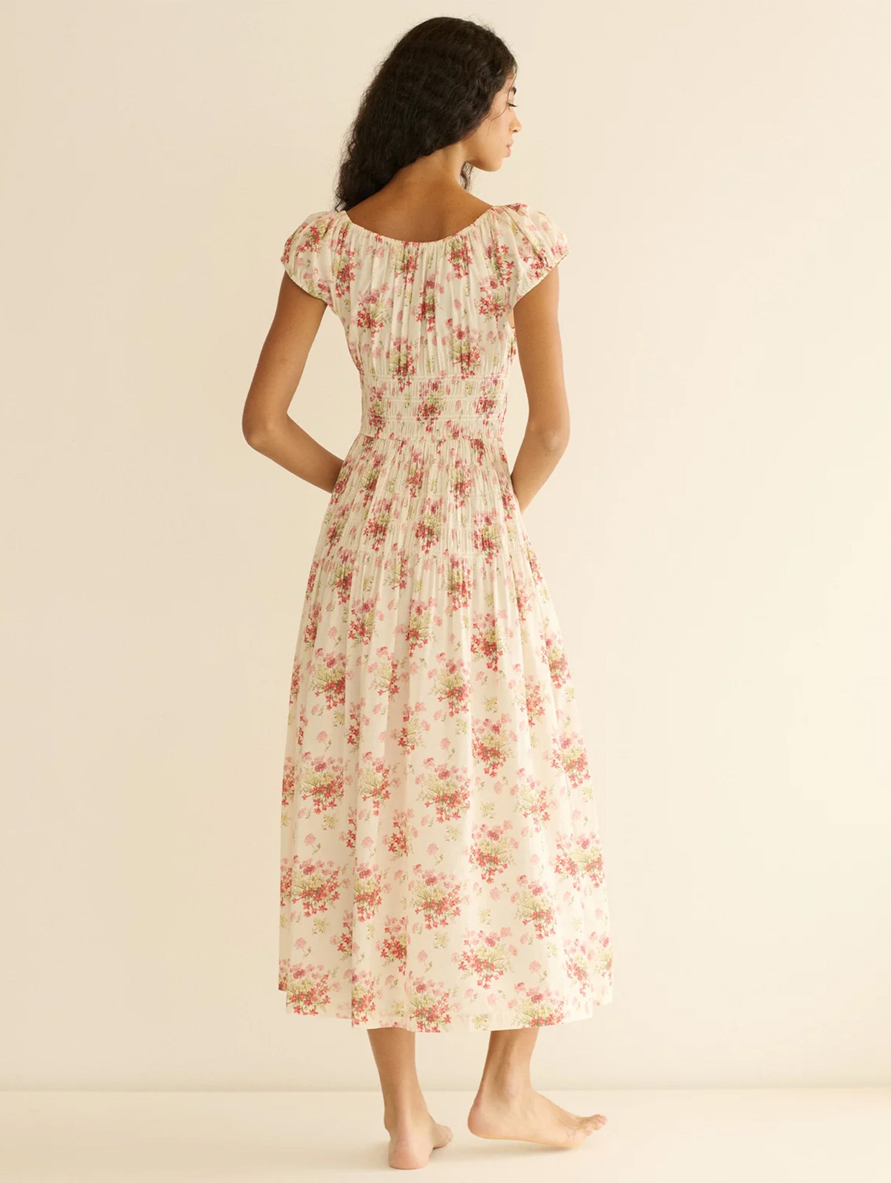 Quinette Dress in Ivory Lantana Floral