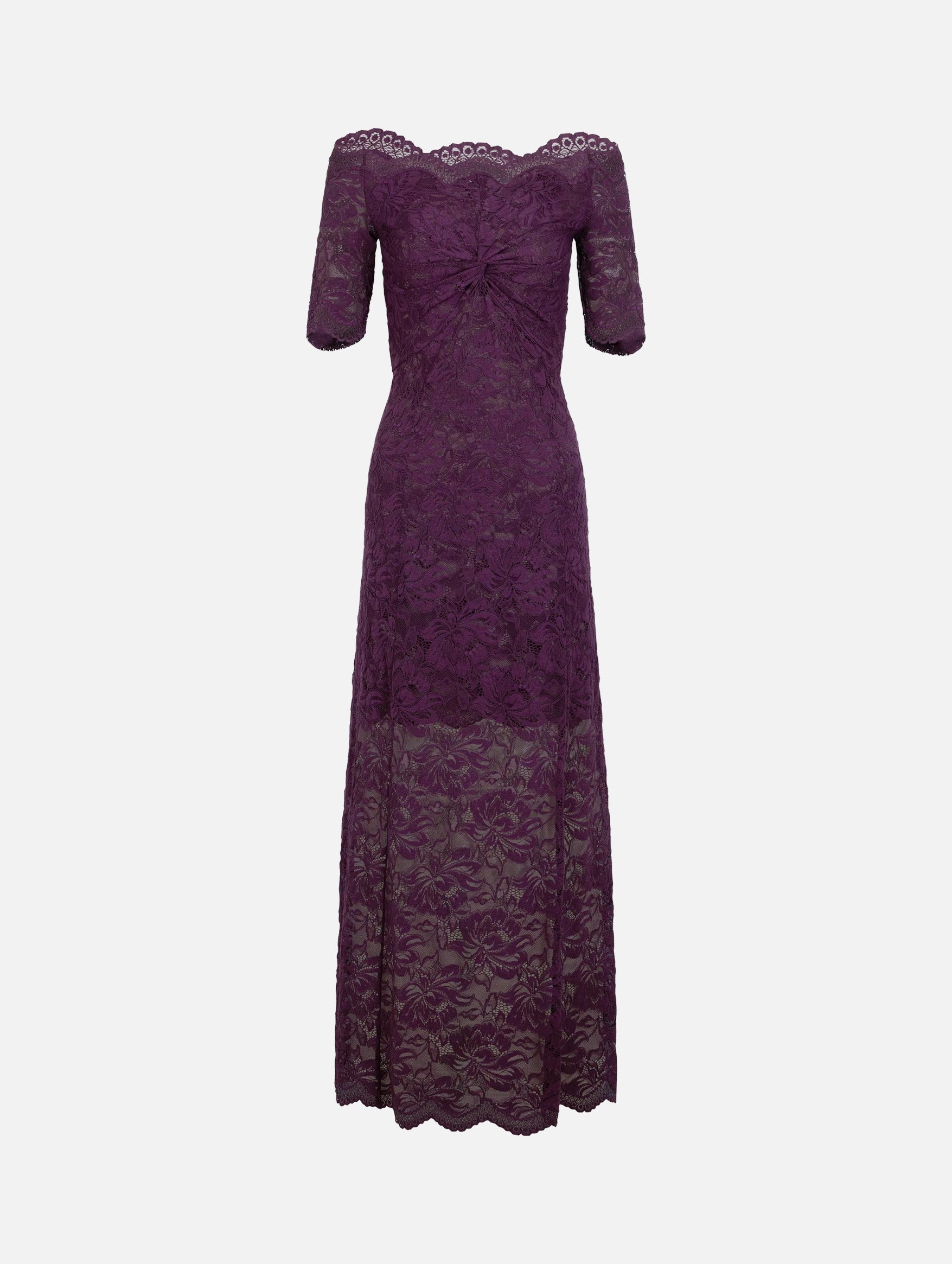 Midi Dress in Magenta Layered Lace