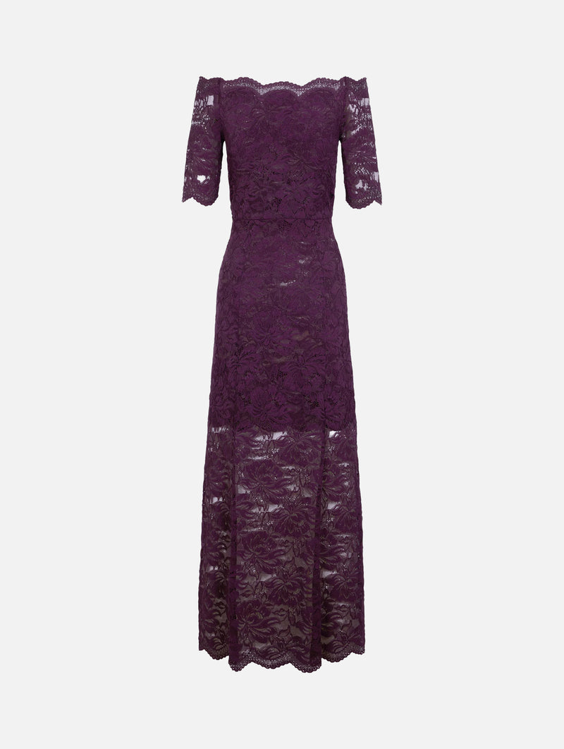 Midi Dress in Magenta Layered Lace