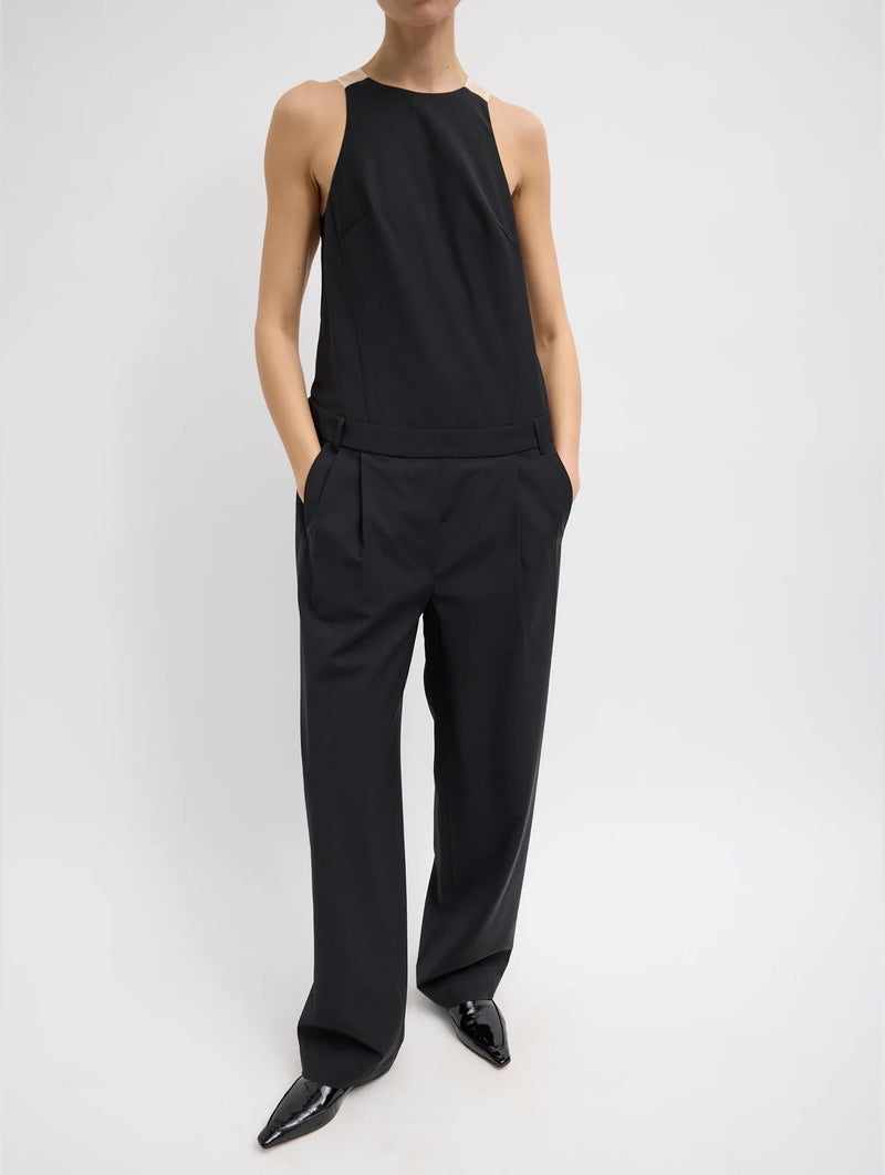 Recycled Tropical Wool Jumpsuit in Black