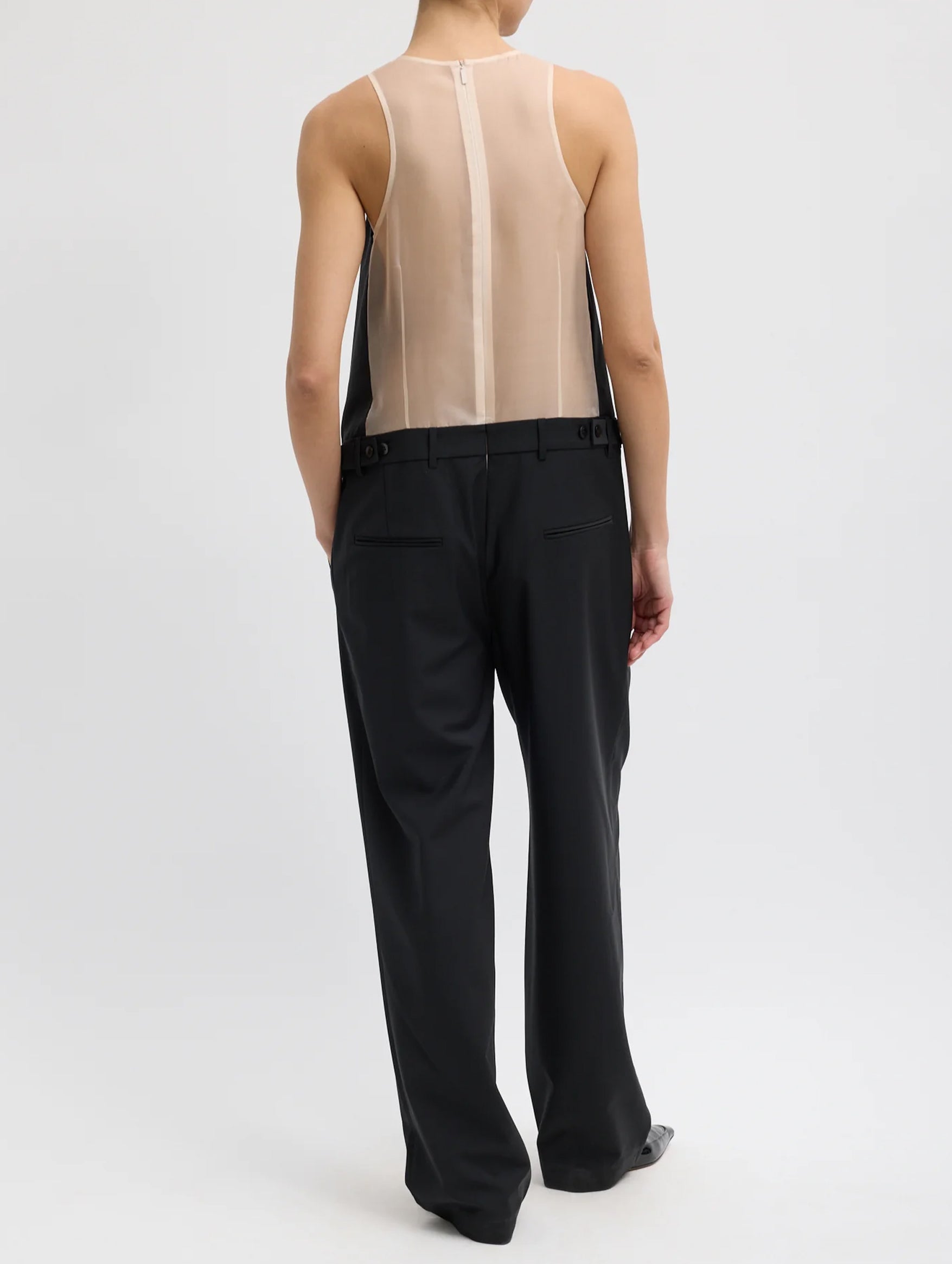 Recycled Tropical Wool Jumpsuit in Black