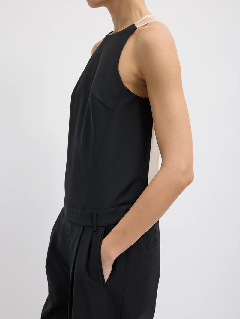 Recycled Tropical Wool Jumpsuit in Black