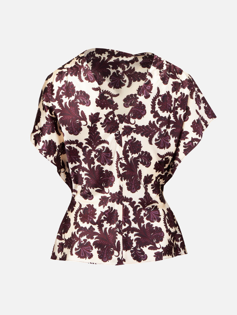 Redgrave Top in Ecru Burgundy Multi