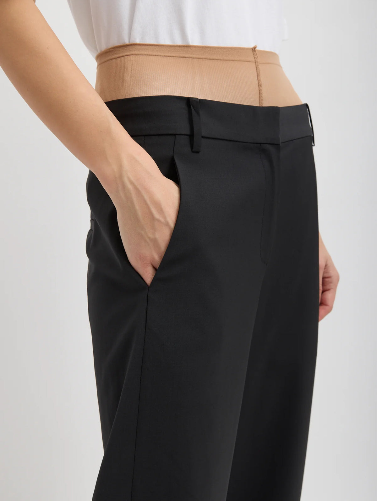 Tropical Wool Reese Sculpted Trousers in Black