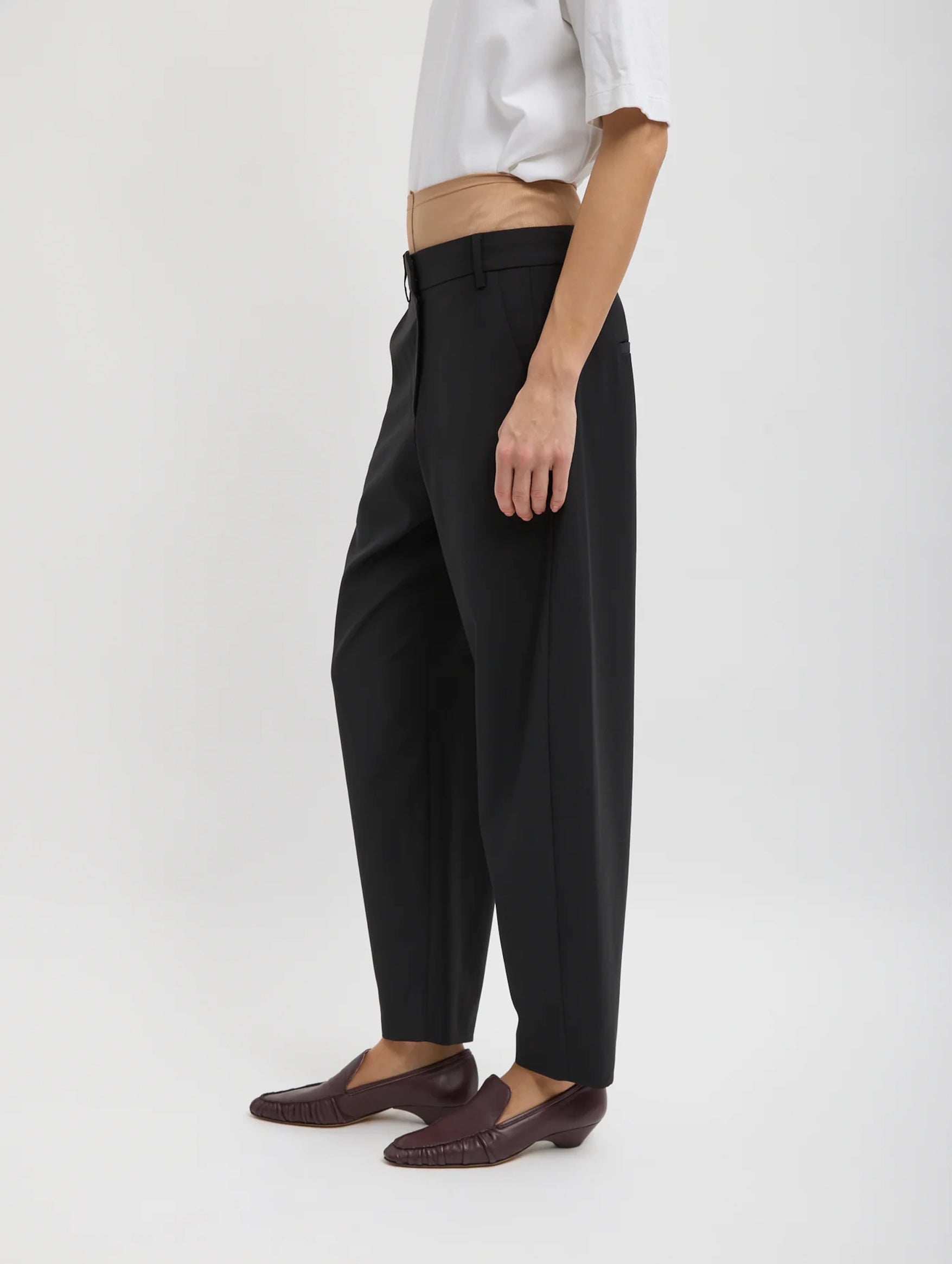 Tropical Wool Reese Sculpted Trousers in Black