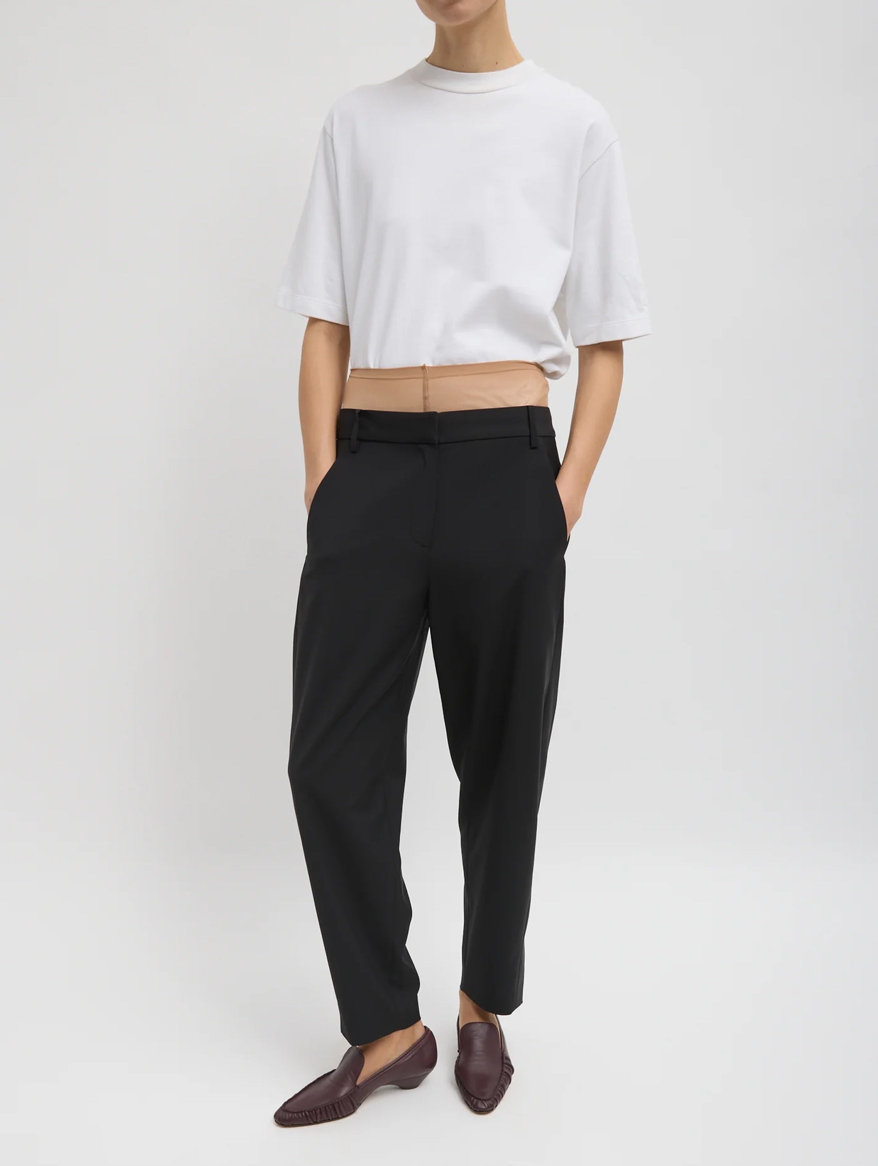 Tropical Wool Reese Sculpted Trousers in Black