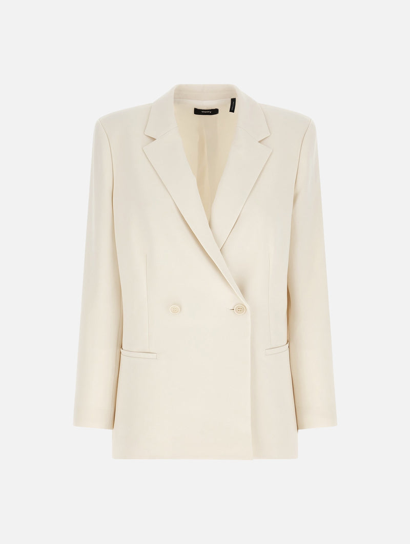Relaxed Double-Breasted Blazer in Rice