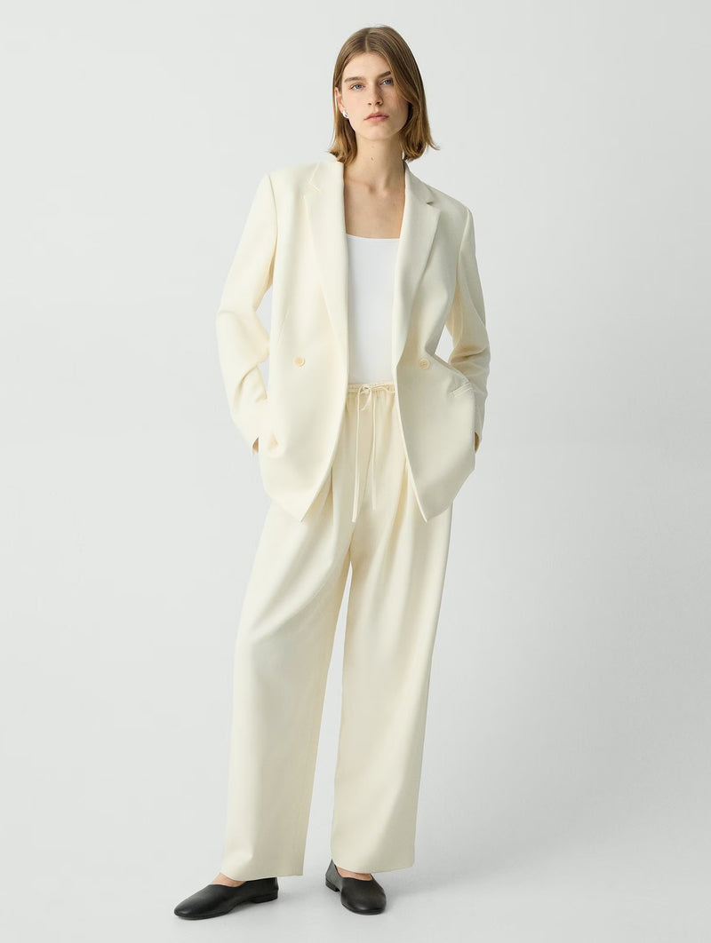 Relaxed Double-Breasted Blazer in Rice