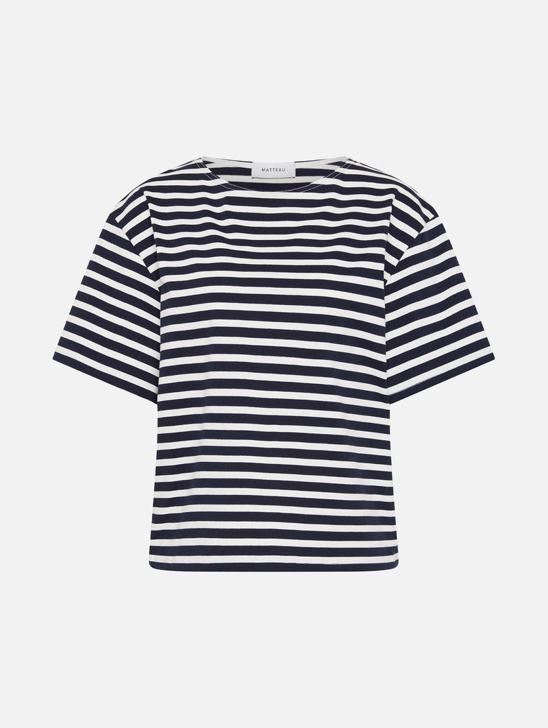 Relaxed Stripe Tee in French Navy
