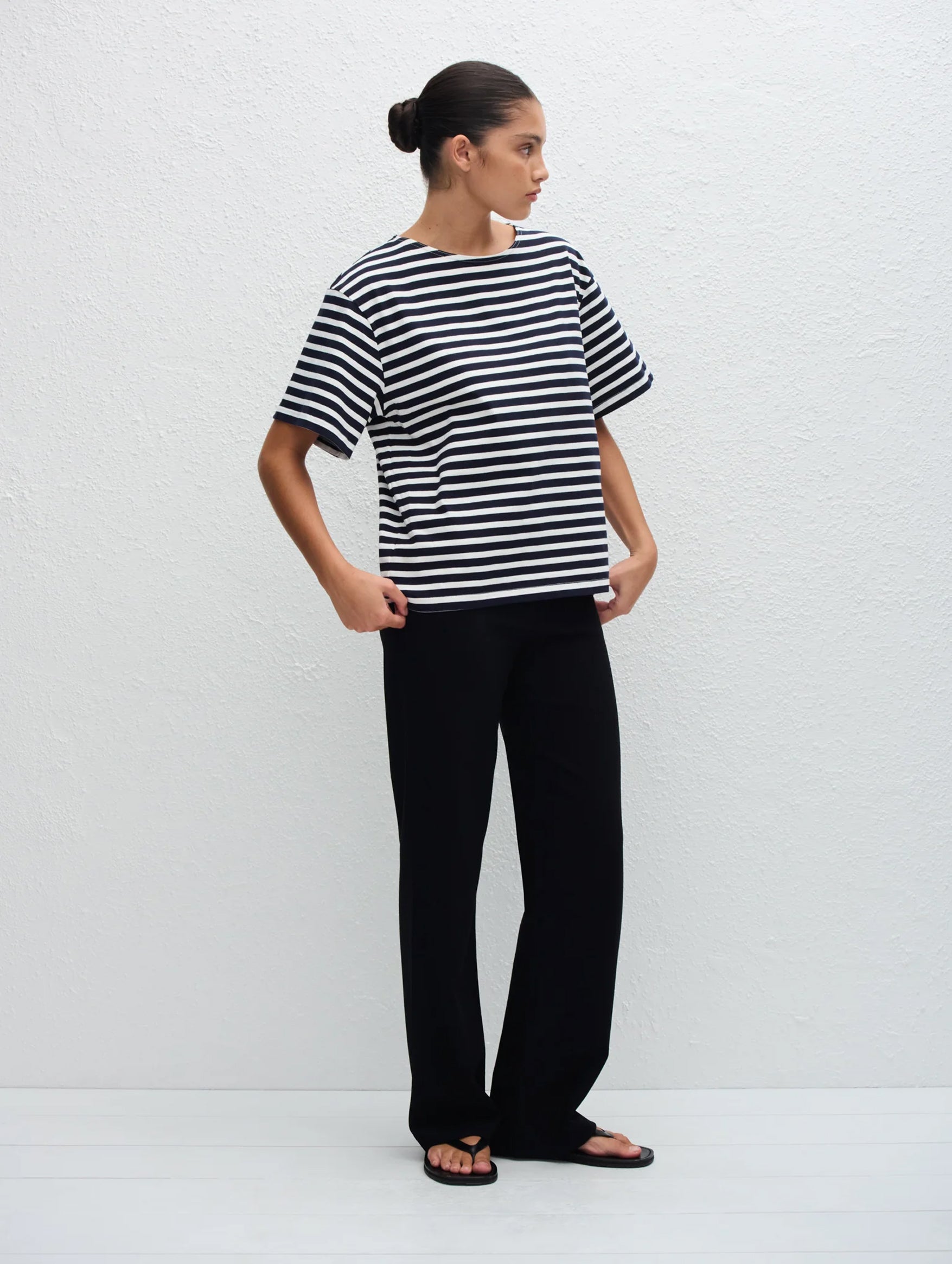 Relaxed Stripe Tee in French Navy