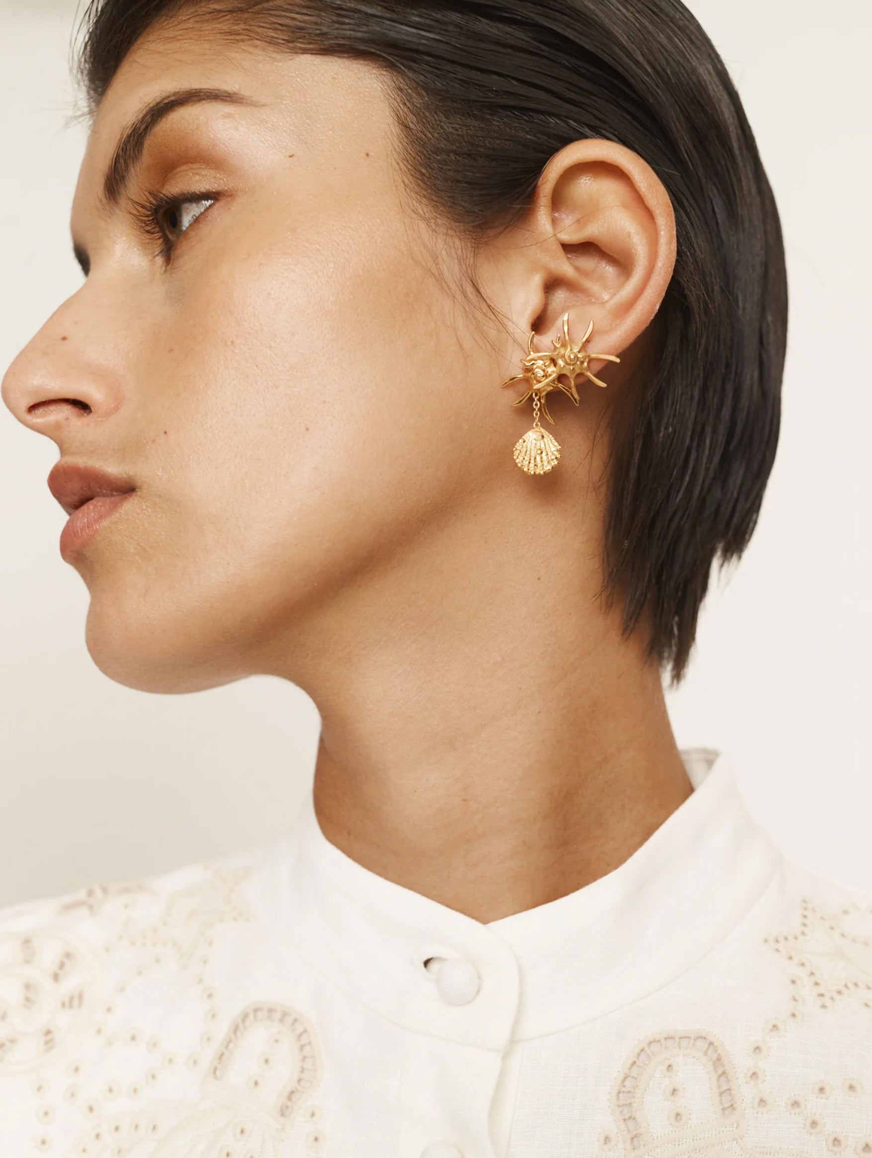 Reverie Asymmetric Drop Earrings in Gold