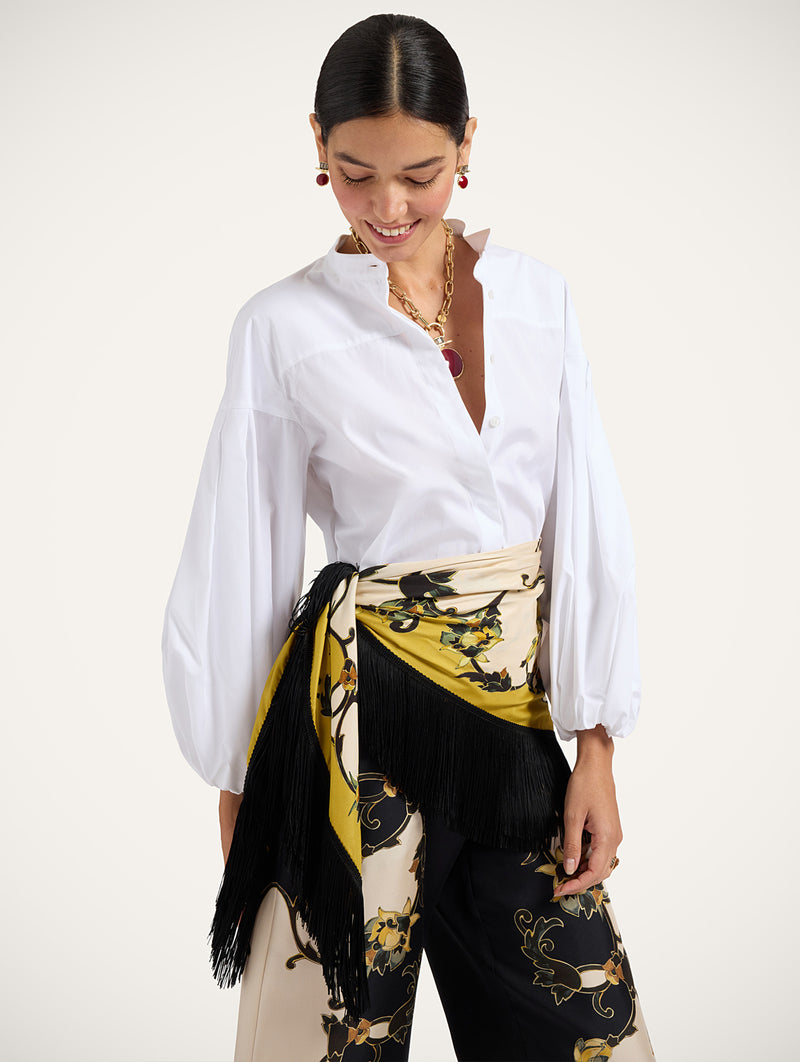 Reversible Fringe Foulard 90 in Buttercup Placée