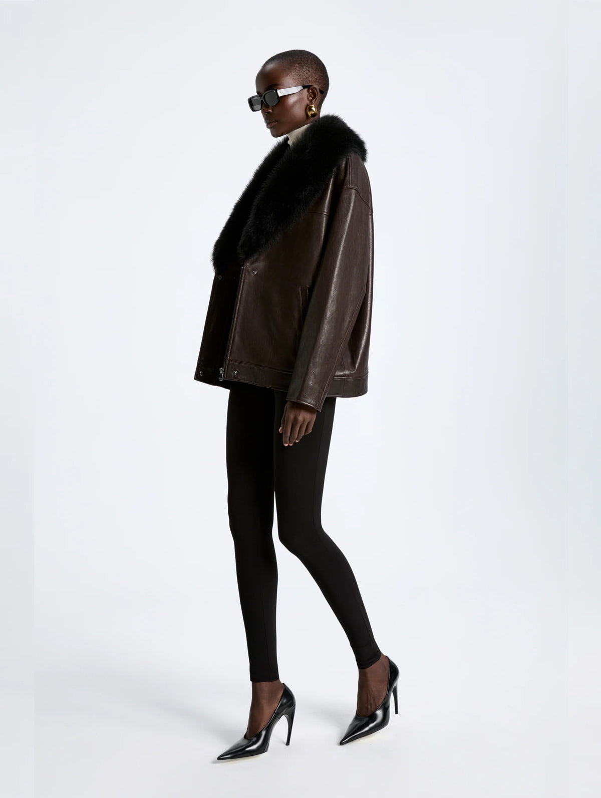 Rhett Leather Jacket in Dark Brown / Black